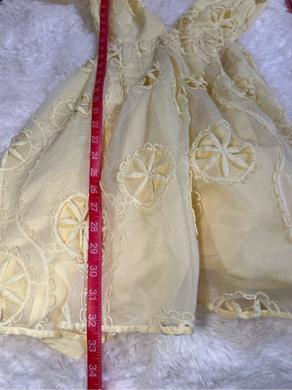 Bardot Jovie Babydoll Mini Dress Butter Yellow Cutout Balloon Sleeve L - Picture 12 of 16